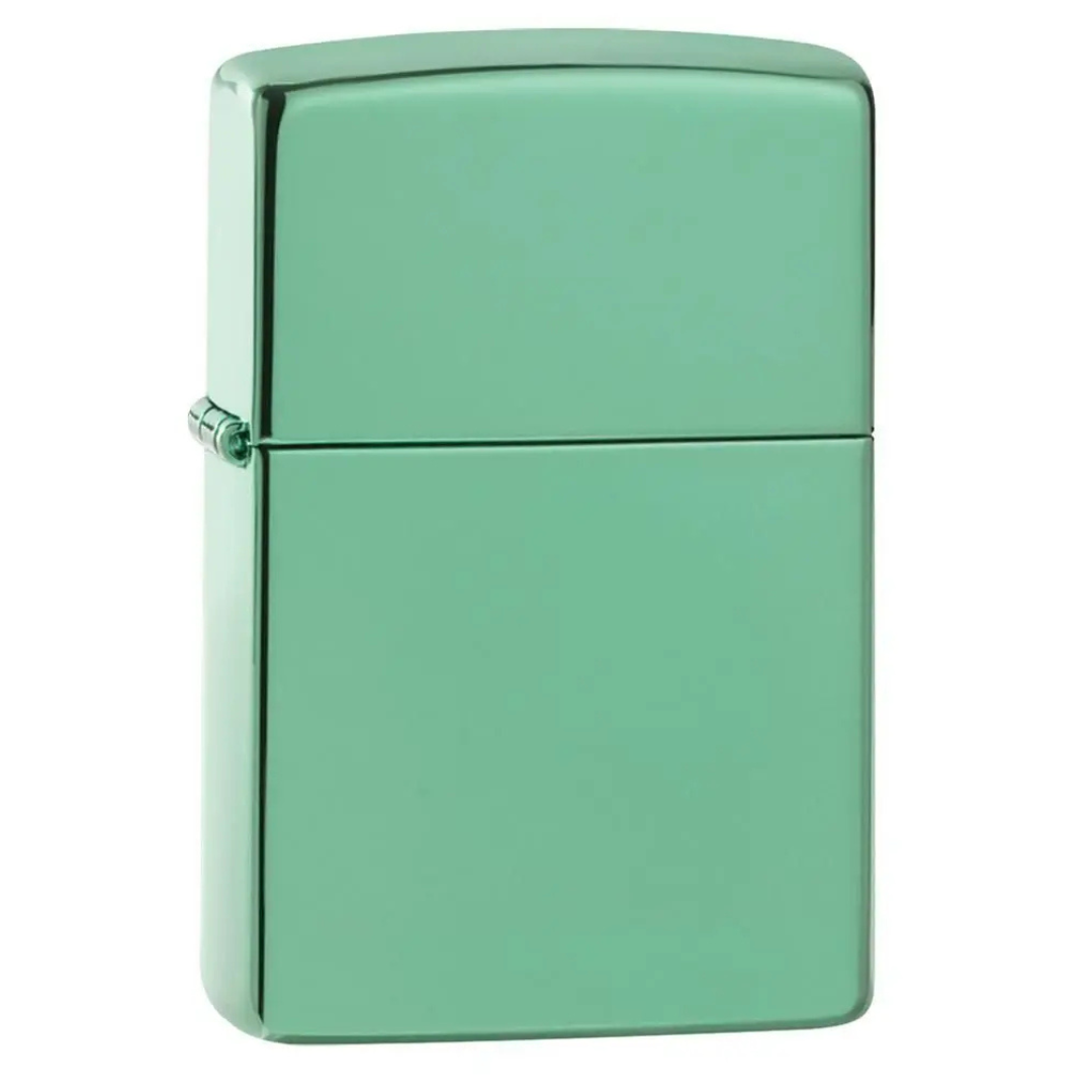 Bật lửa Zippo High Polish Green - Dòng Mạ Xanh Lá Cây Bóng Gương Chính Hãng Mỹ, Vỏ Đồng Thau Óng Ánh, Chống Gió Cao Cấp