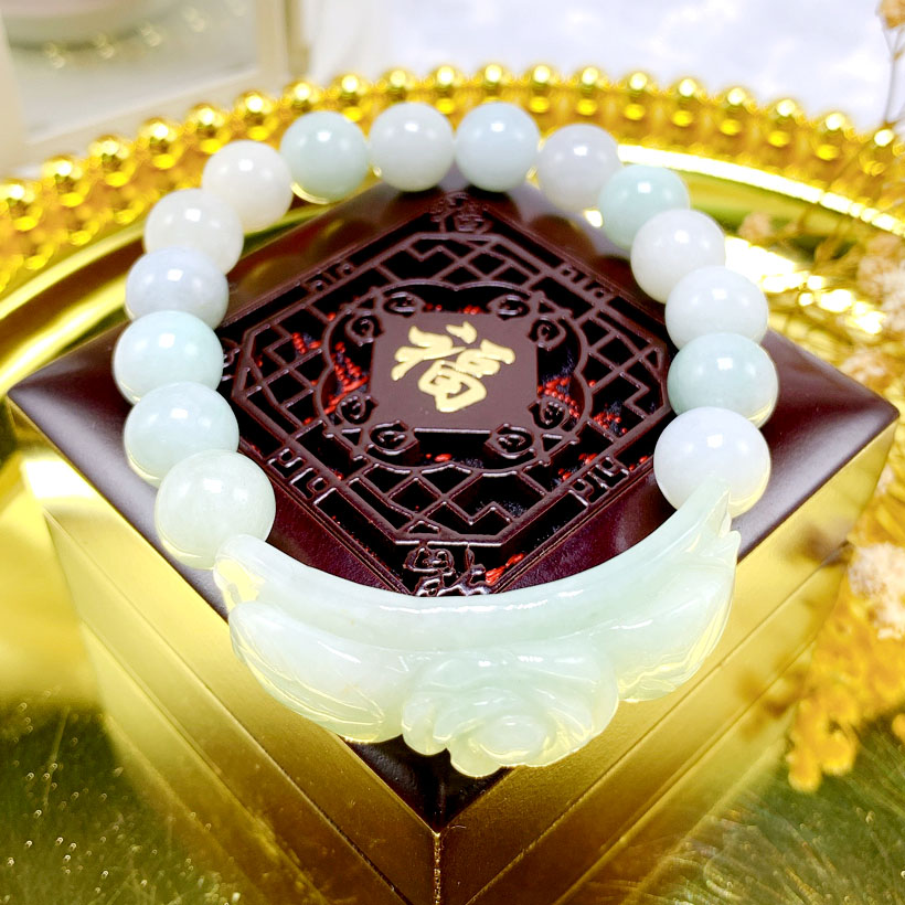 Vòng Tay Phong Thủy Cẩm Thạch Chạm Hoa Mẫu Đơn - Kim Tiền Jewelry