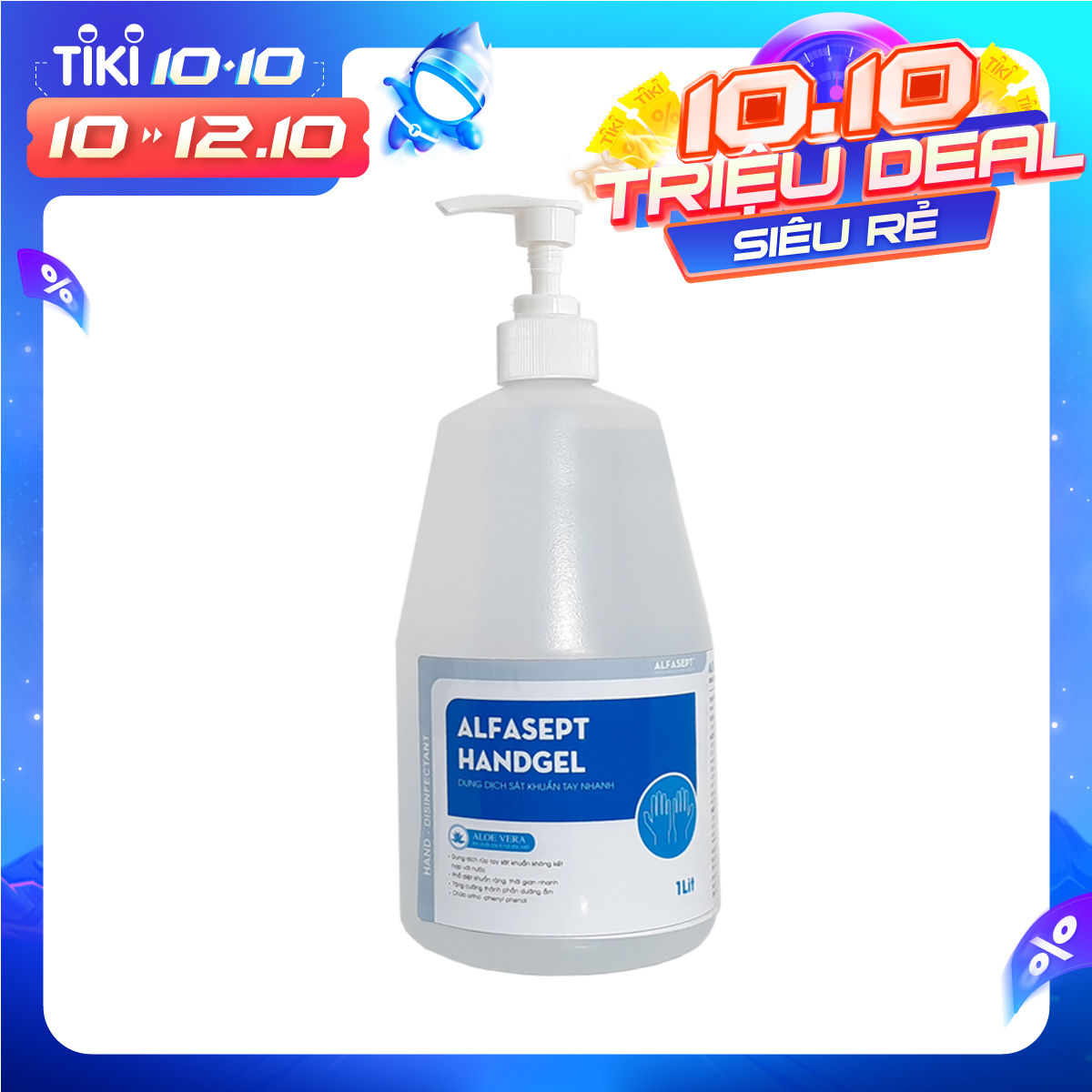 Gel rửa tay khô sát khuẩn nhanh Alfasept Handgel 1L - Diệt khuẩn hiệu quả, tránh khô da tay