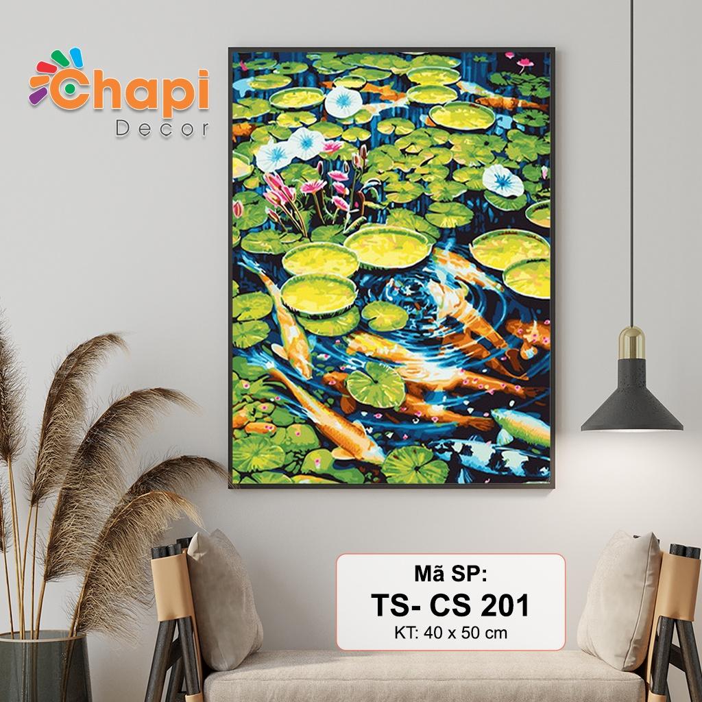 Tranh tô màu số hóa Chapi, Đàn Cá Vui Đùa KT 40x50cm đã căng khung, Có dầu bóng | Chapi Decor