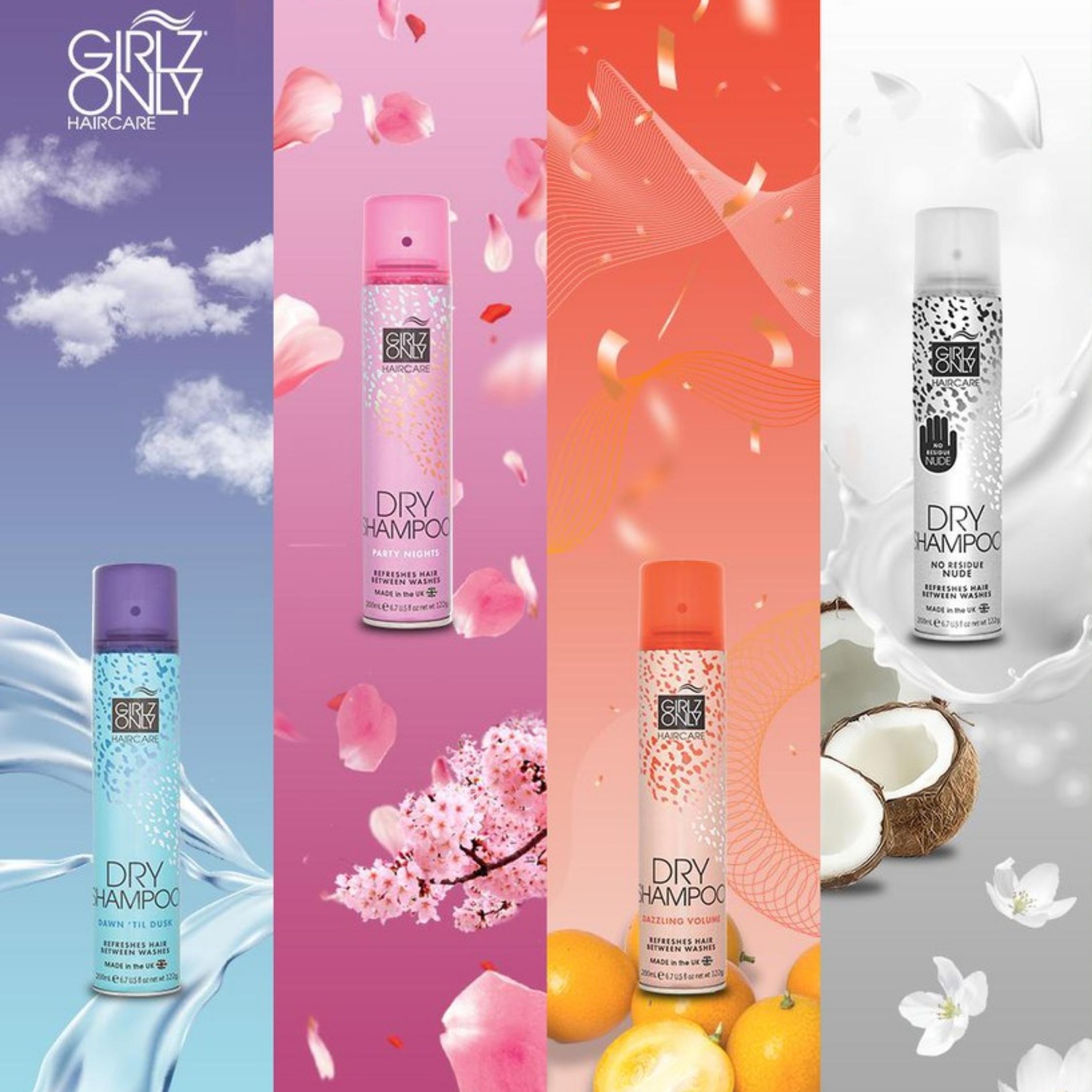 Dầu Gội Khô Girlz Only Xịt Tóc Gội Đầu Khô Dry Shampoo (Xanh) Không Bết Sạch Dầu Bồng Bềnh 200ml/Chai