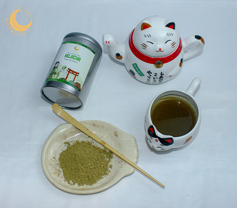 Hộp Bột Trà Rang Nhật Bản Hojicha Moonstar 30g Nguyên Chất Nhập Khẩu Nhật Bản