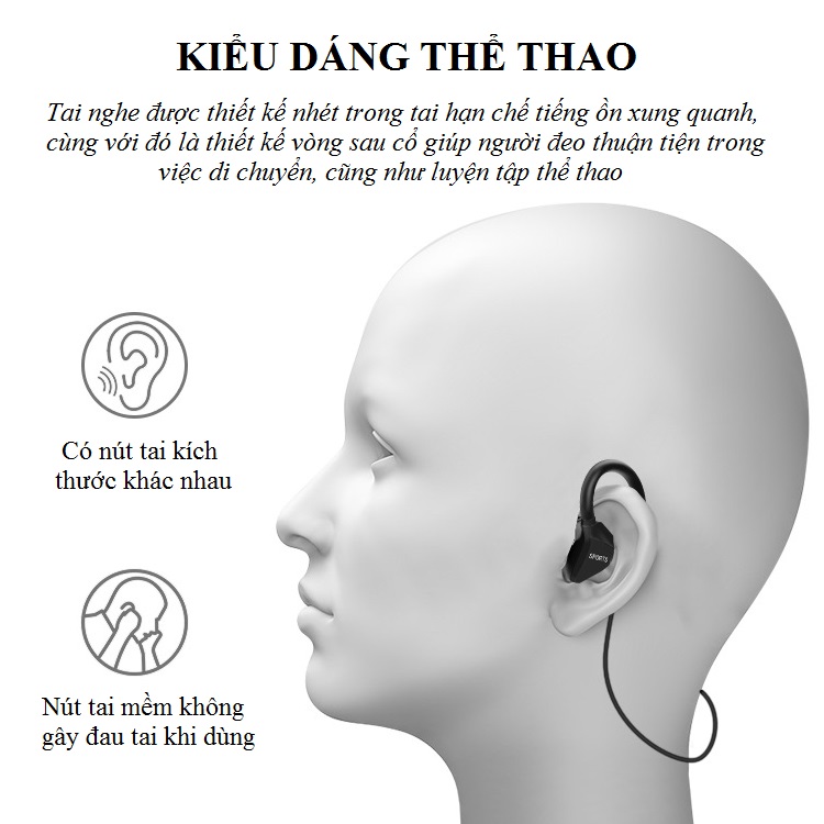 Tai Nghe bluetooth nhét tai GSD (Độ tương thích cao, màng loa 10mm-Kết hợp khe cắm thẻ nhớ, nghe nhạc trực tiếp không cần kết nối bluetooth)