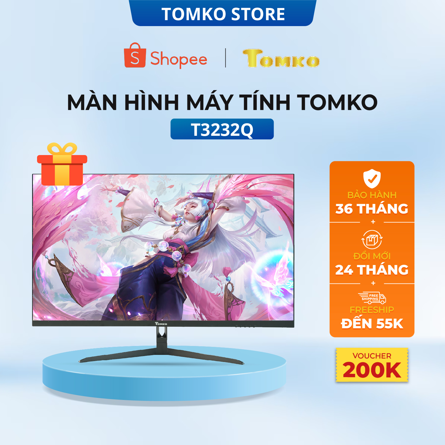 Màn hình máy tính 32 inch 2KTomko T3232Q Tần số quét 75HZ Tấm nền IPS - Hàng chính hãng