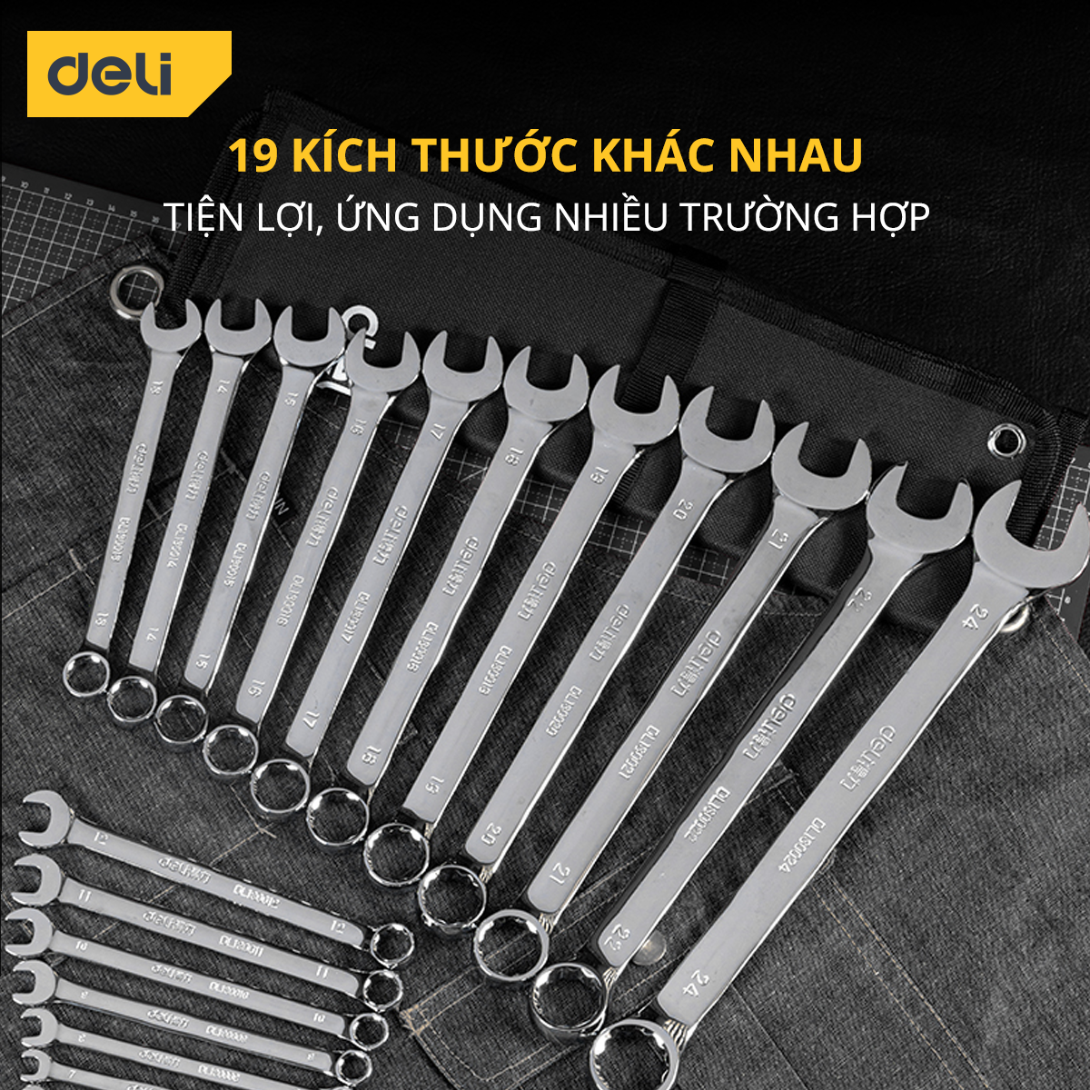 Cờ Lê Hai Đầu Đa Năng Deli Đa Dạng Kích Thước - Chất Liệu Cao Cấp Chống Mòn, Gỉ Sử Dụng Lâu Dài - DL130018