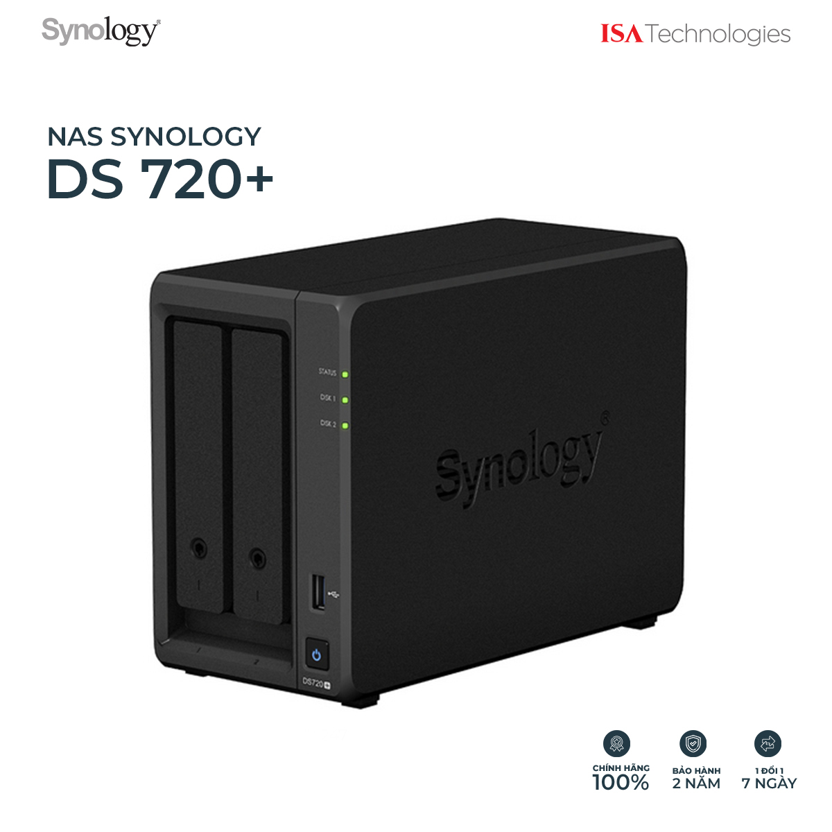 Thiết Bị Lưu Trữ Synology DiskStation DS720+ Hàng Chính Hãng