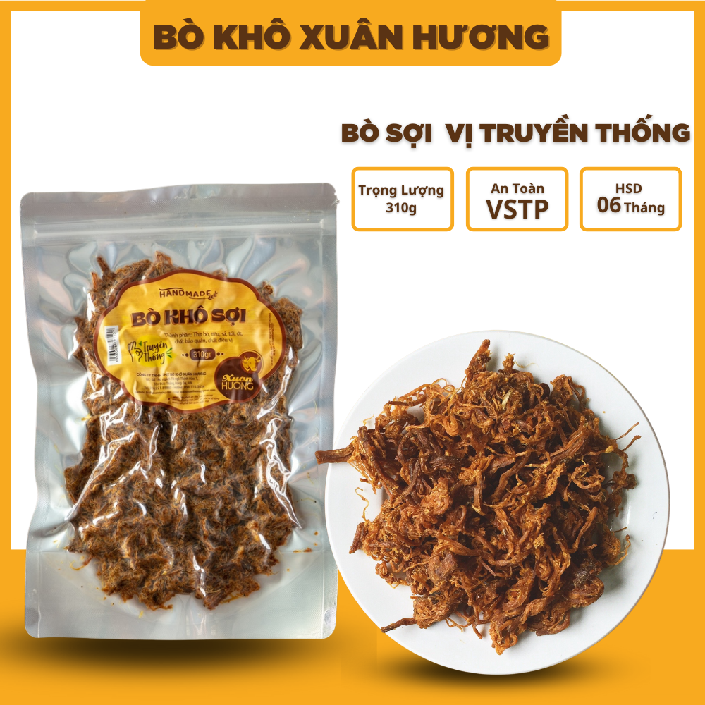 Khô bò khô sợi loại 1, thịt bò khô xé sợi vị truyền thống Xuân Hương siêu ngon 310g