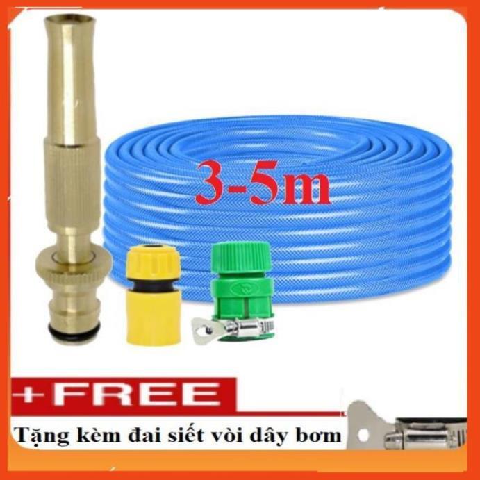 Bộ dây vòi xịt nước rửa xe, tưới cây . tăng áp 3 lần, loại 3m, 5m 206587 cút sập,nối nhựa+ tặng đai