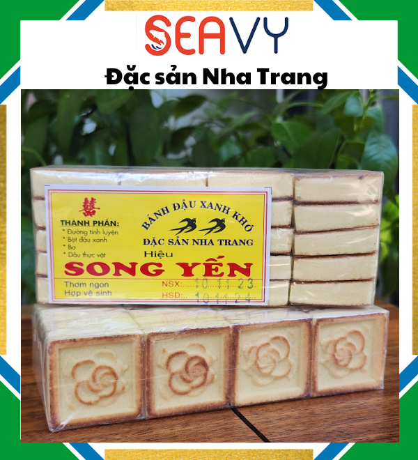 Đặc Sản Nha Trang - Bánh Đậu Xanh Khô Nướng Thơm Ngon Béo Bùi Seavy Gói 20 Cái 