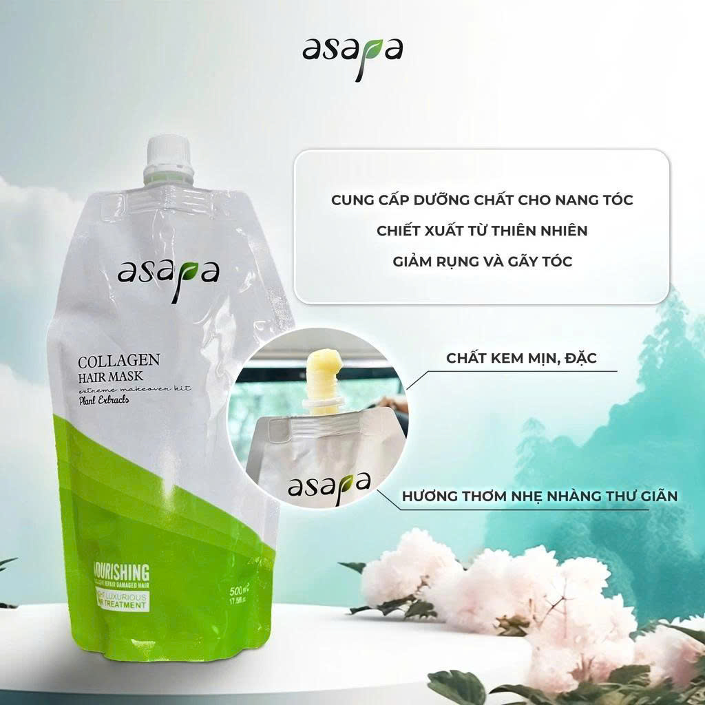Kem Ủ Tóc Asapa Phục Hồi Hư Tổn, Dưỡng Ẩm Sâu Cho Tóc Mềm Mượt - Chuẩn Salon 500ml