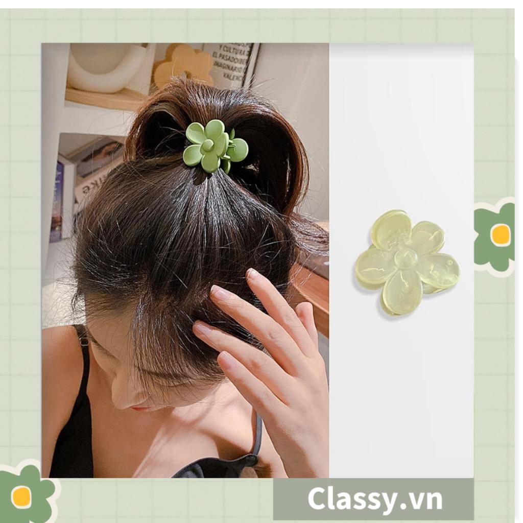 Kẹp tóc càng cua Classy cỡ nhỏ hình bông hoa màu xanh PK1170