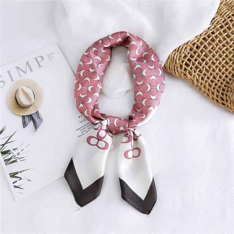 Khăn turban lụa vuông cao cấp choàng cổ size 70x70cm thanh lịch đa năng dùng làm áo yếm in hoa văn