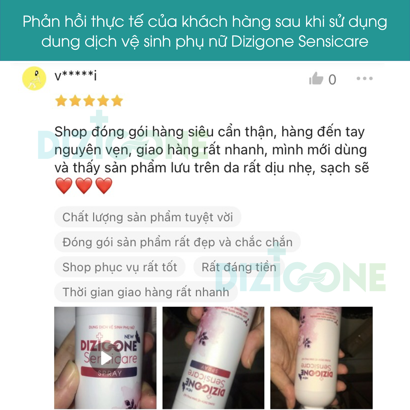 COMBO 2 Dung dịch vệ sịnh phụ nữ DIZIGONE Sensicare 300ml: Hết nấm ngứa, giảm khí hư, khử mùi hôi