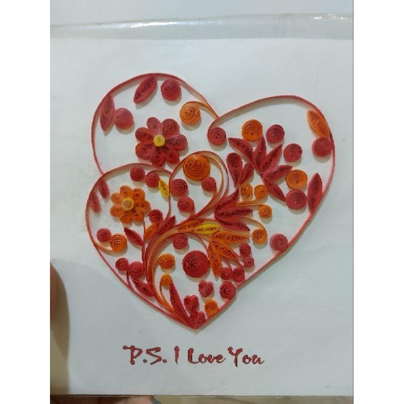 THIỆP QUILLING TRÁI TIM, 15X15CM