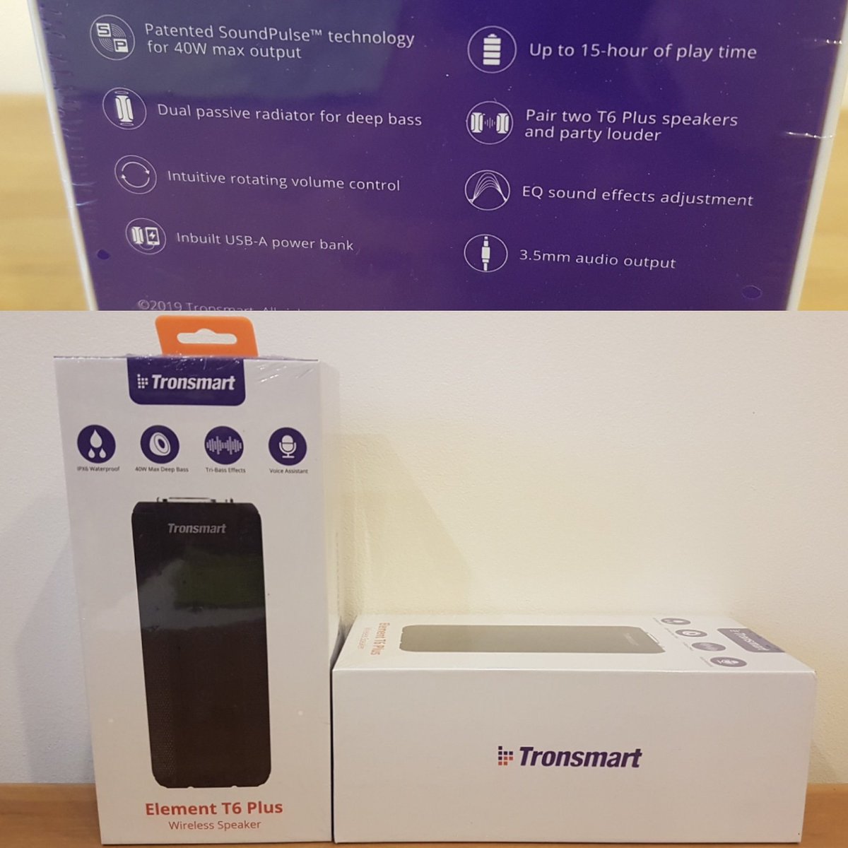 Loa bluetooth 5.0 ngoài trời, âm thanh vòm 360 độ, Bass sâu, Pin trâu Tronsmart Element T6 Plus - Hàng chính hãng