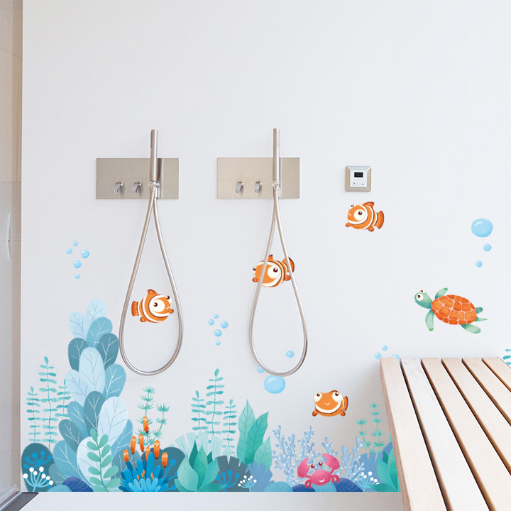 Decal trang trí chất liệu PVC loại 1 dày dặn, sắc nét, trang trí phòng cho bé, lớp mầm non- Chân tường cá cảnh - mã sp QR9076