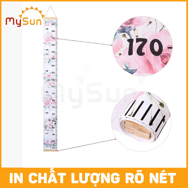 Thước bảng đo chiều cao 2m y tế gắn dán tường cho trẻ em bé MySun