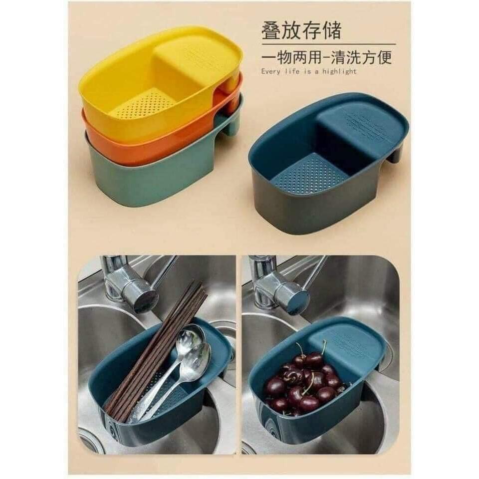 Kệ chữ nhật chia ngăn gác bồn rửa bát