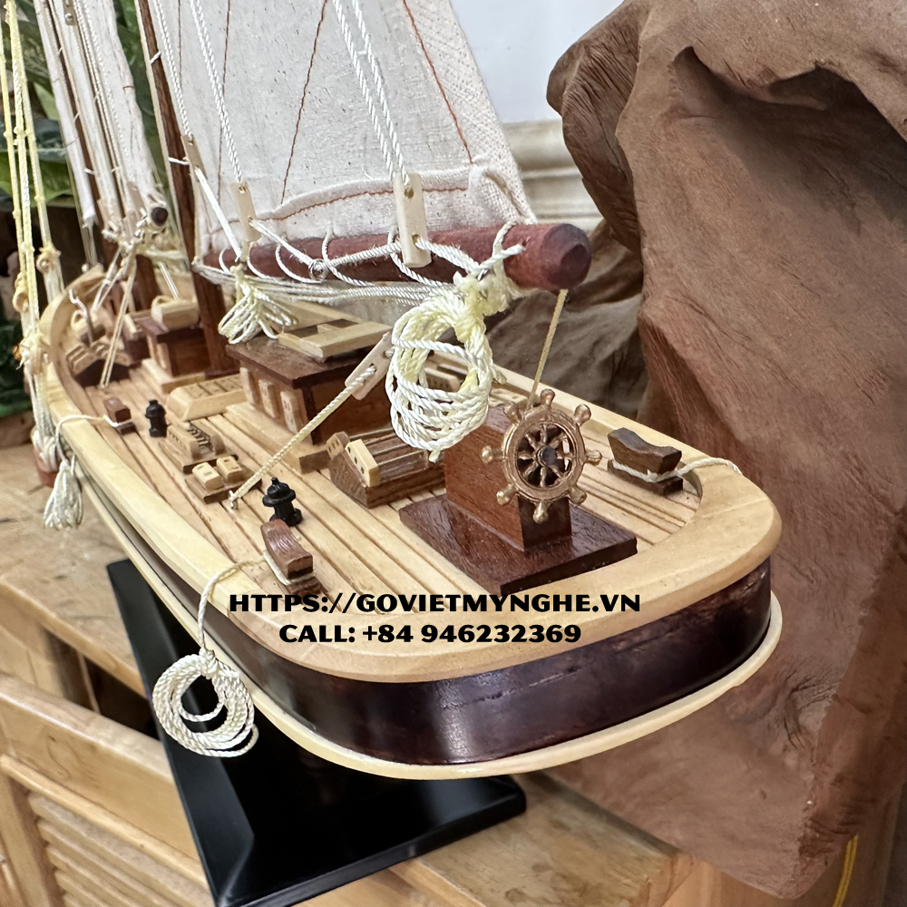 Mô hình du thuyền gỗ trang trí du thuyền Atlantic - Quà tặng mỹ nghệ trang trí-Thân tàu dài 60cm -Gỗ tự nhiên