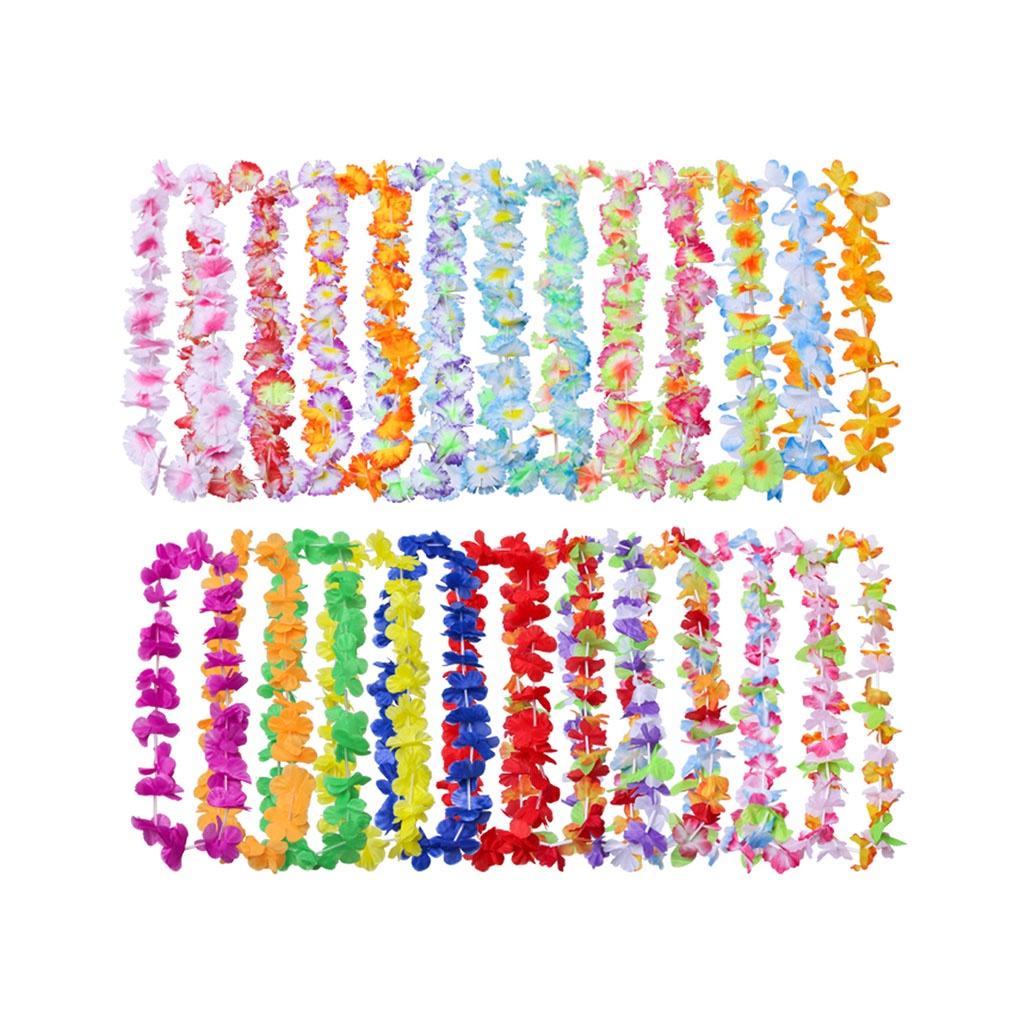 50pcs Hawaiian leis Garland Artificial Necklace Hawaii Flowers Wreath Party Supplies Beach Decor ELEN