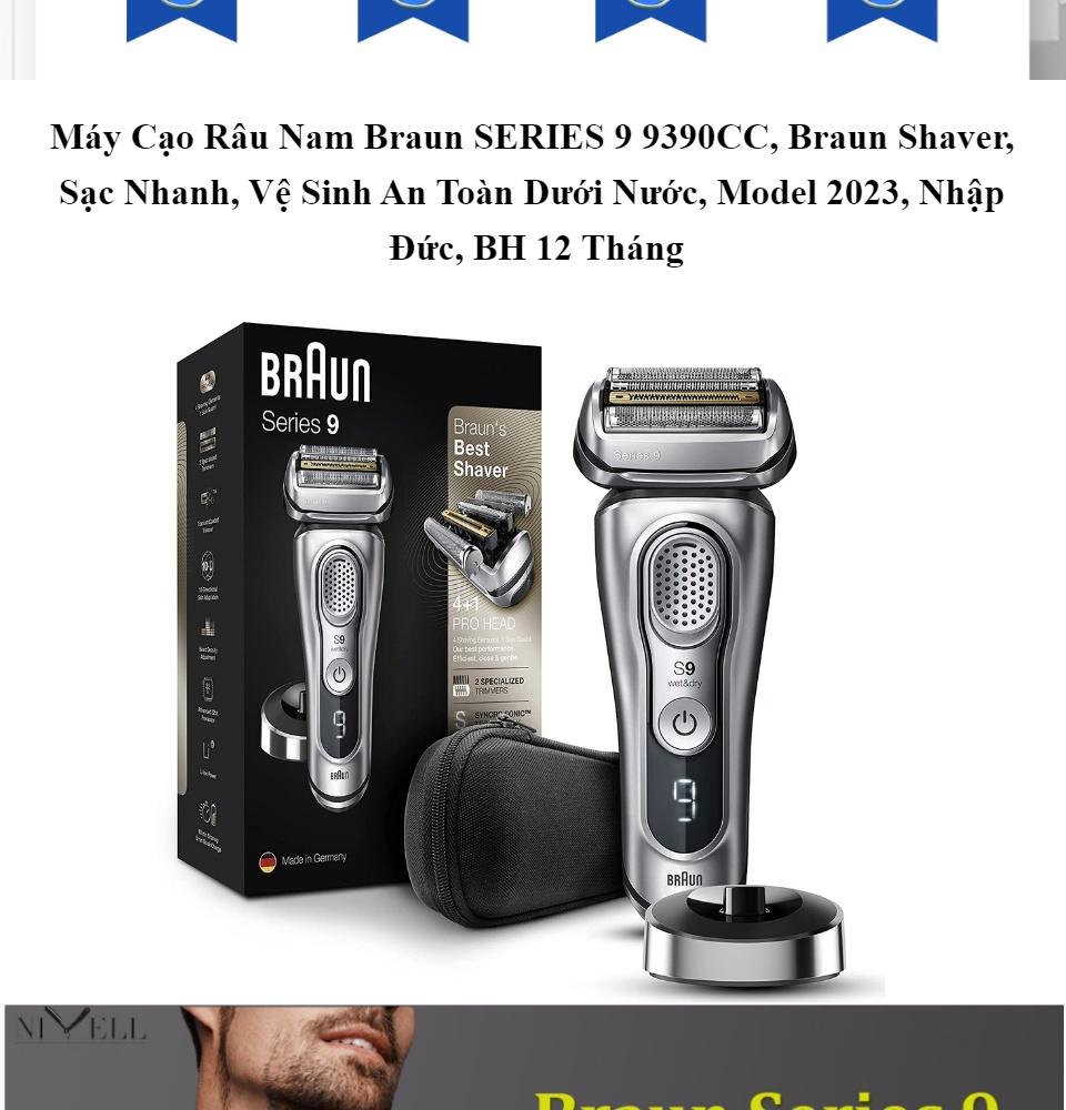 máy cạo râu nam braun series 9 9390cc, braun shaver, sạc nhanh 2