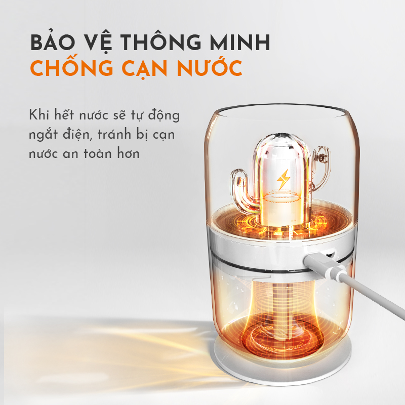 Máy phun sương nano mini tạo ẩm, khuếch tán tinh dầu có đèn ngủ GAABOR GMH-N3A  dung tích 300ml - Hàng chính hãng