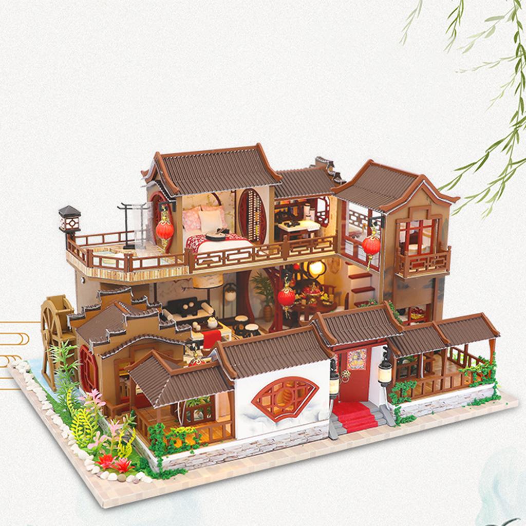 Creative Dollhouse Furniture Chinese Cottage Handmade Children With Light