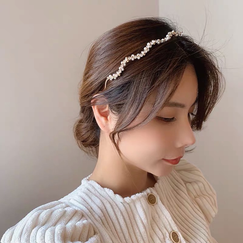 Cài Tóc Gợn Sóng Đính Ngọc Trai Kiểu Hàn Quốc