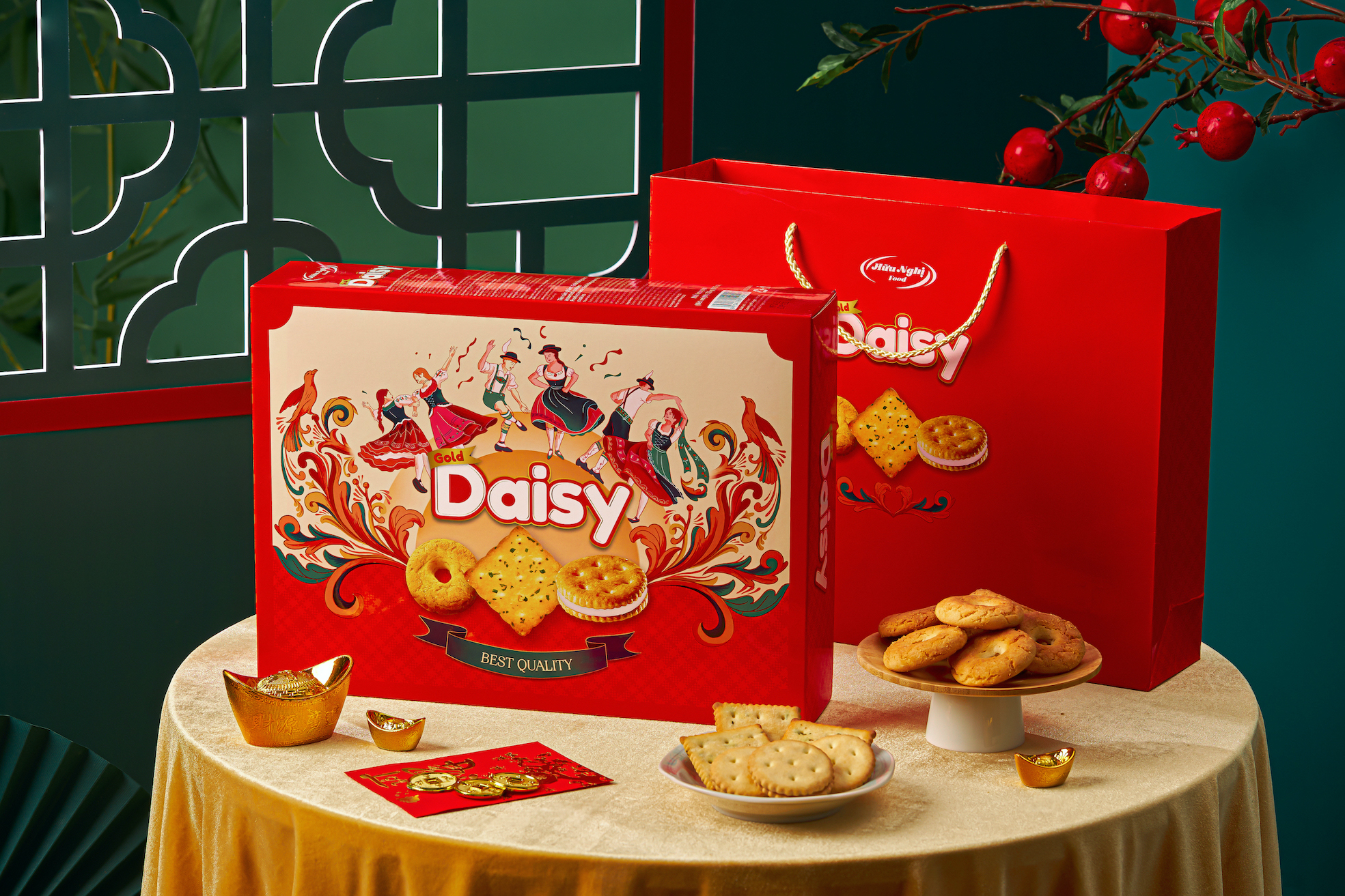 Bánh Tết Gold Daisy assorted cookies 326g