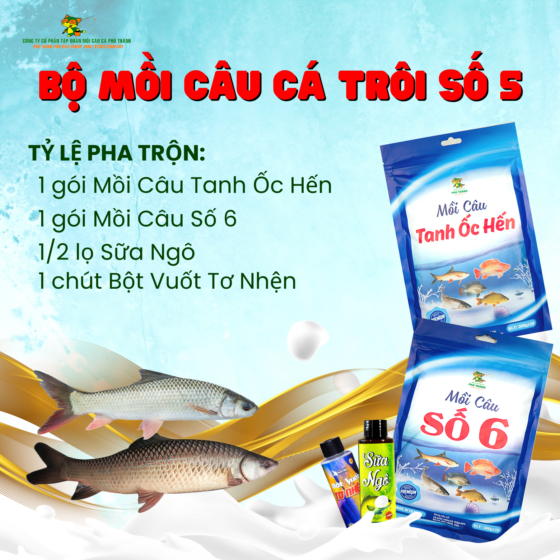 Bộ Mồi Cá Trôi Số 5 - Hãng Mồi Câu Phú Thành