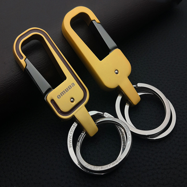Móc chìa khóa xe oto xe máy OMUDA thời thượng cho cả nam nữ hai nhẫn đeo tay thắt lưng quần chất liệu inox cao cấp K8016