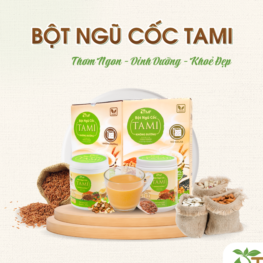 Bột ngũ cốc nảy mầm Tami không đường 450g 25 gói TÂM MINH FOODS