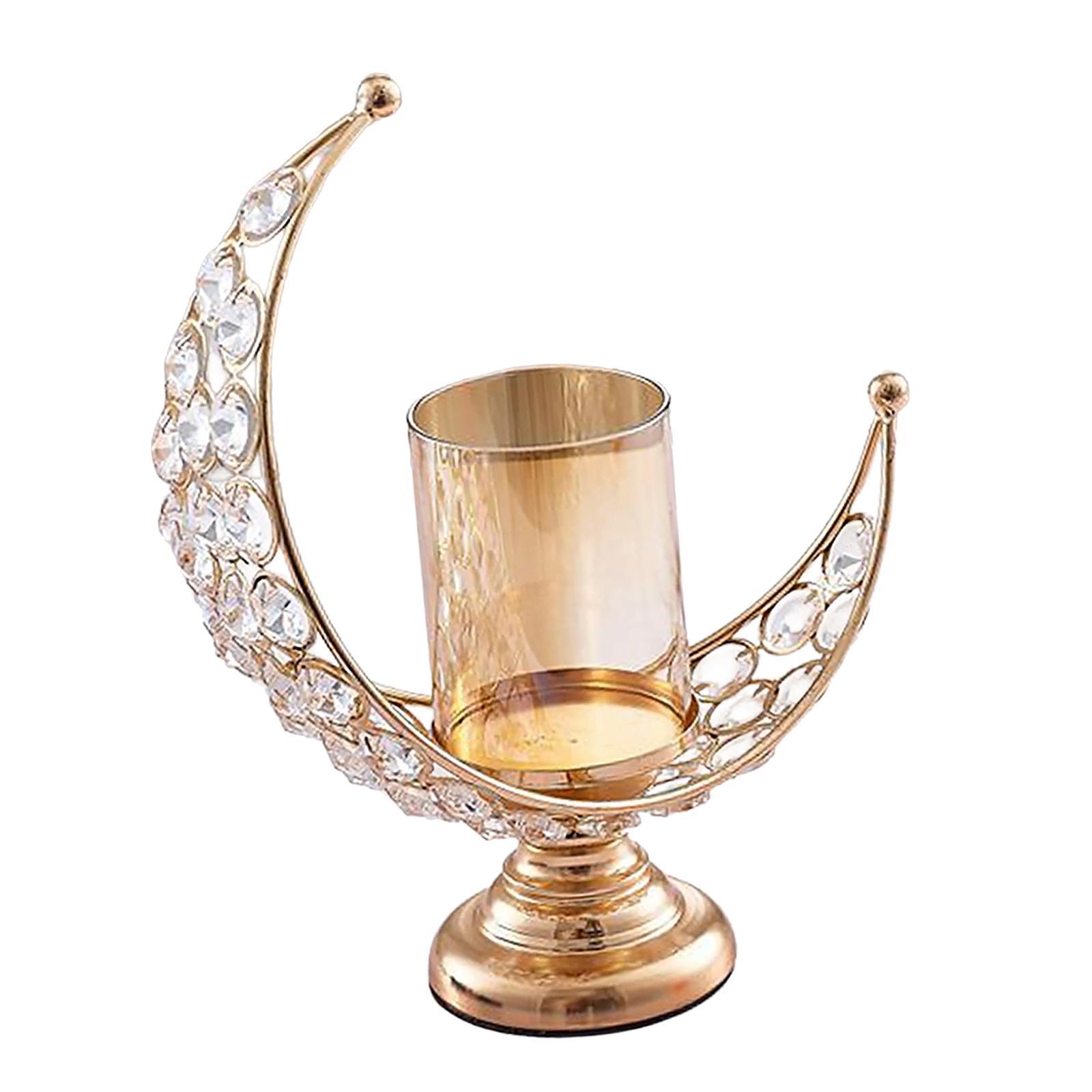 Pillar Candle Holder Moon Shape Candlestick Holder Metal Craft Dining Table Bedroom Wedding Centerpiece Home Decoration Tealight Holder