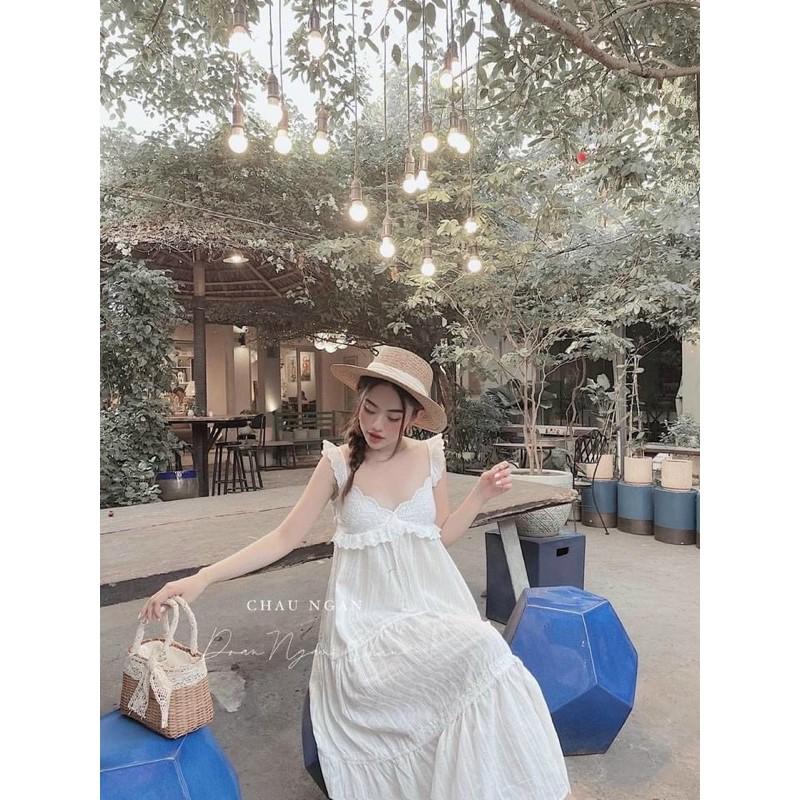 Đầm 2 dây bản to kèm mút ngực chất cải thô chuẩn hàng shop-C