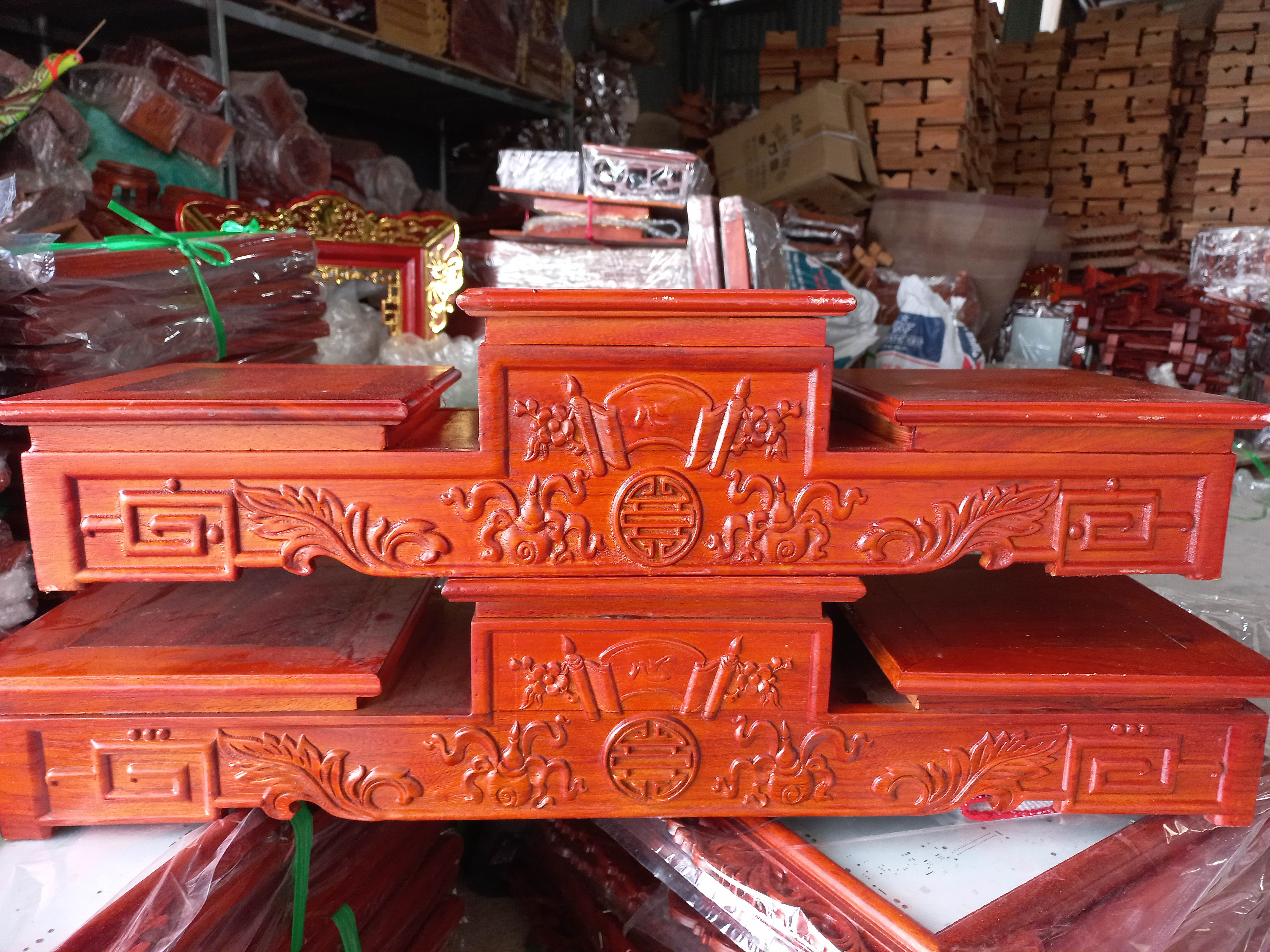 Tam sơn tam cấp bục kệ bát hương bát nhang ,bằng gỗ hương kt mặt vuông 22cm