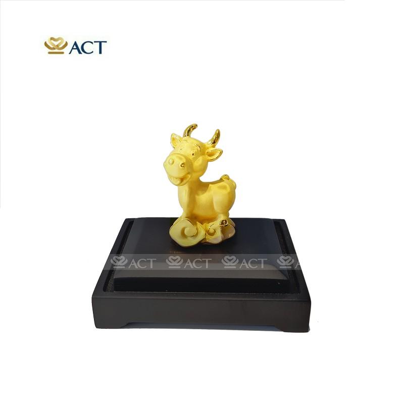 TƯỢNG SỬU DÁT VÀNG PHONG THỦY 10.5×8.5×12.5CM