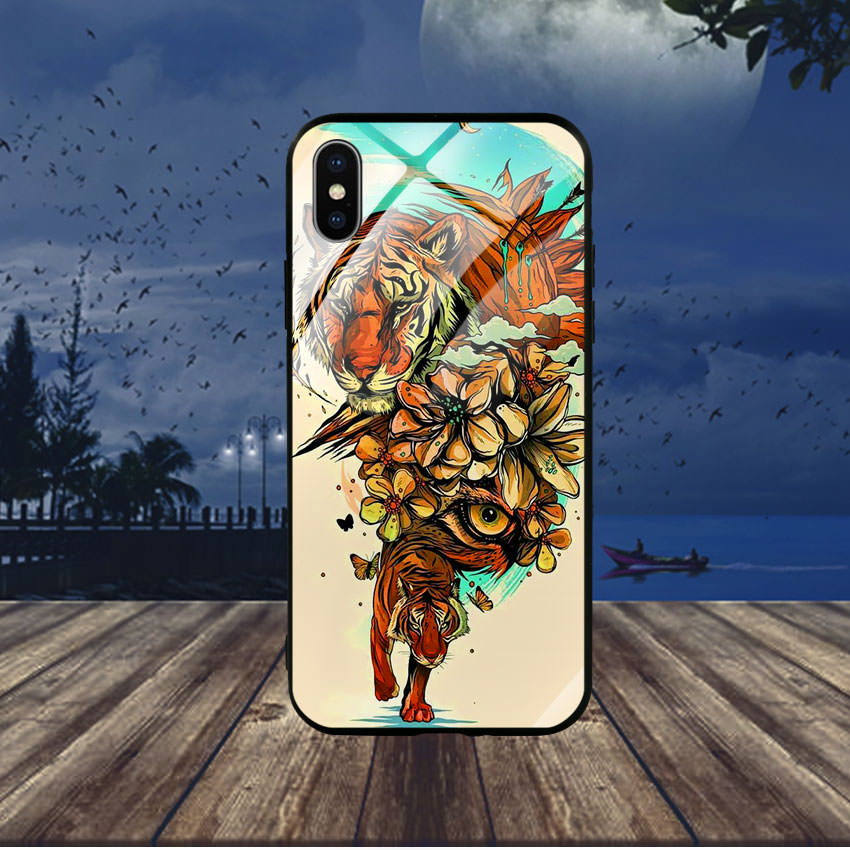 Ốp lưng kính cường lực cho điện thoại Iphone X / Xs - Tiger 05