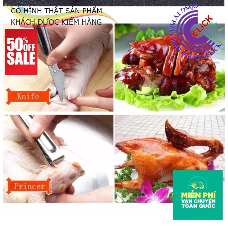 Dụng Cụ Bào Gọt Đa Năng Bộ 3 Món Bằng Thép Không Gỉ Có Dao Rọc Móng Heo, Nhíp Nhổ Lông Gà Vịt Mua 1 Được 3