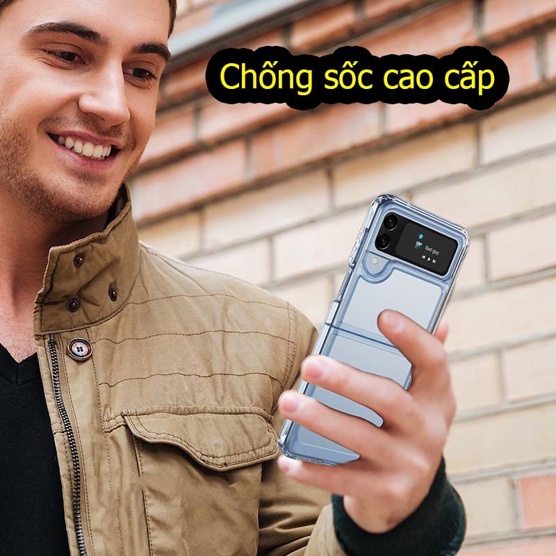 Ốp lưng cho Z Flip 4 samsung trong suốt chống sốc viền mềm