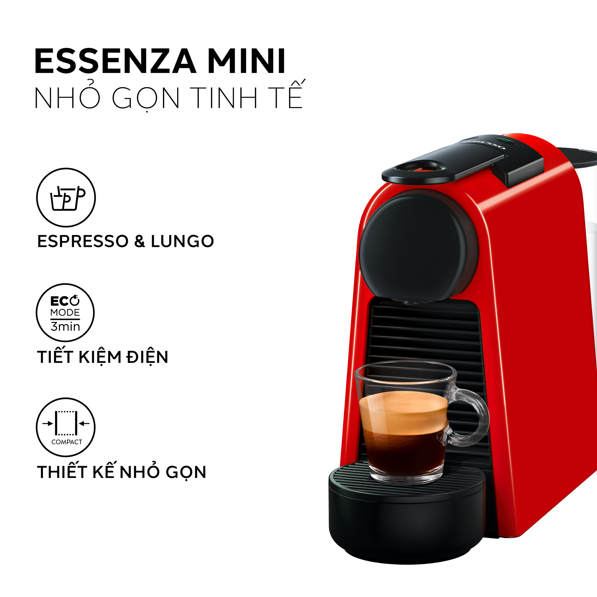 Máy pha cà phê Nespresso Essenza Mini Đỏ - Hàng chính hãng