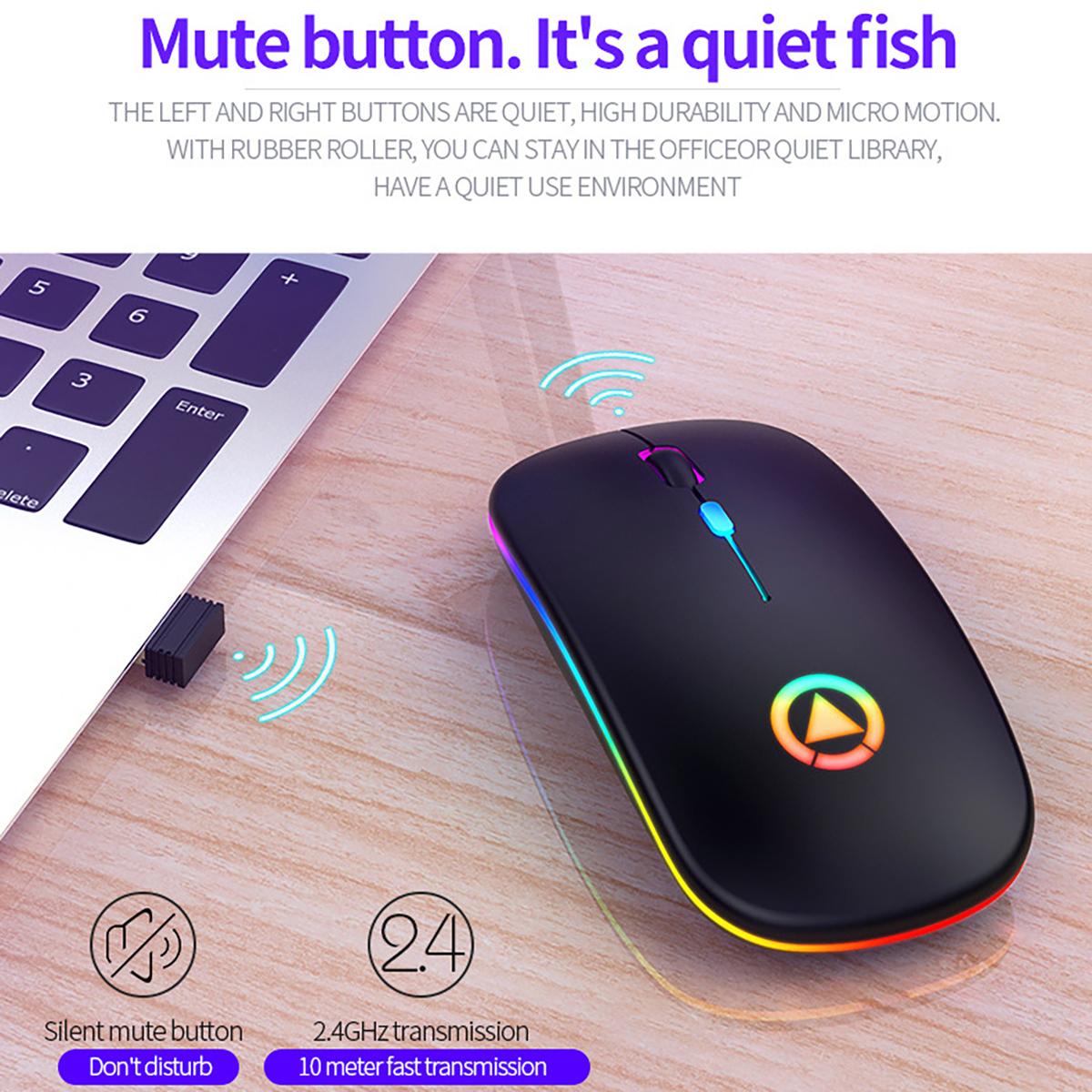 Chuột Không Dây Sạc Bluetooth 5.0 Chuột Máy Tính Tắt Tiếng USB Mause Có Đèn LED Backlit Văn Phòng Chuột Cho Máy Tính Laptop