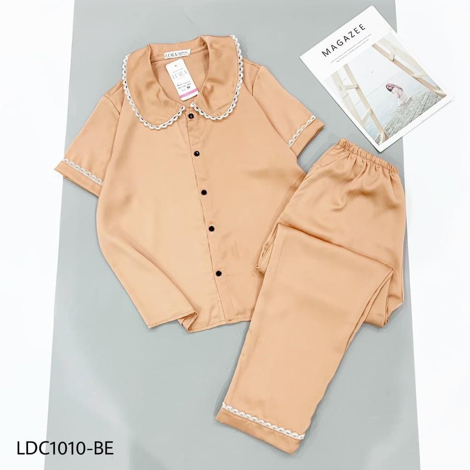 BỘ PYJAMA LỤA SATIN VIỀN REN CAO CẤP NỮ