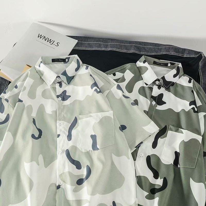 Áo Sơ Mi Nam Ngắn Tay Họa Tiết Rằn Ri 2 Màu