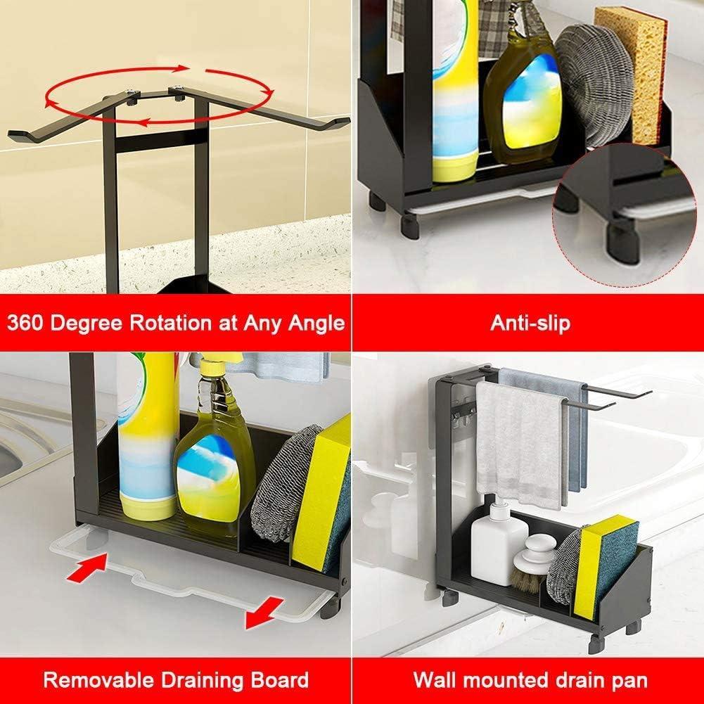 Tốc độ chìm porte, cửa sponge sviver, lưu trữ bồn rửa với giá đỡ khăn, khay có thể tháo rời, chất kết dính & quầy, hỗ trợ cho miếng bọt biển bằng thép không gỉ