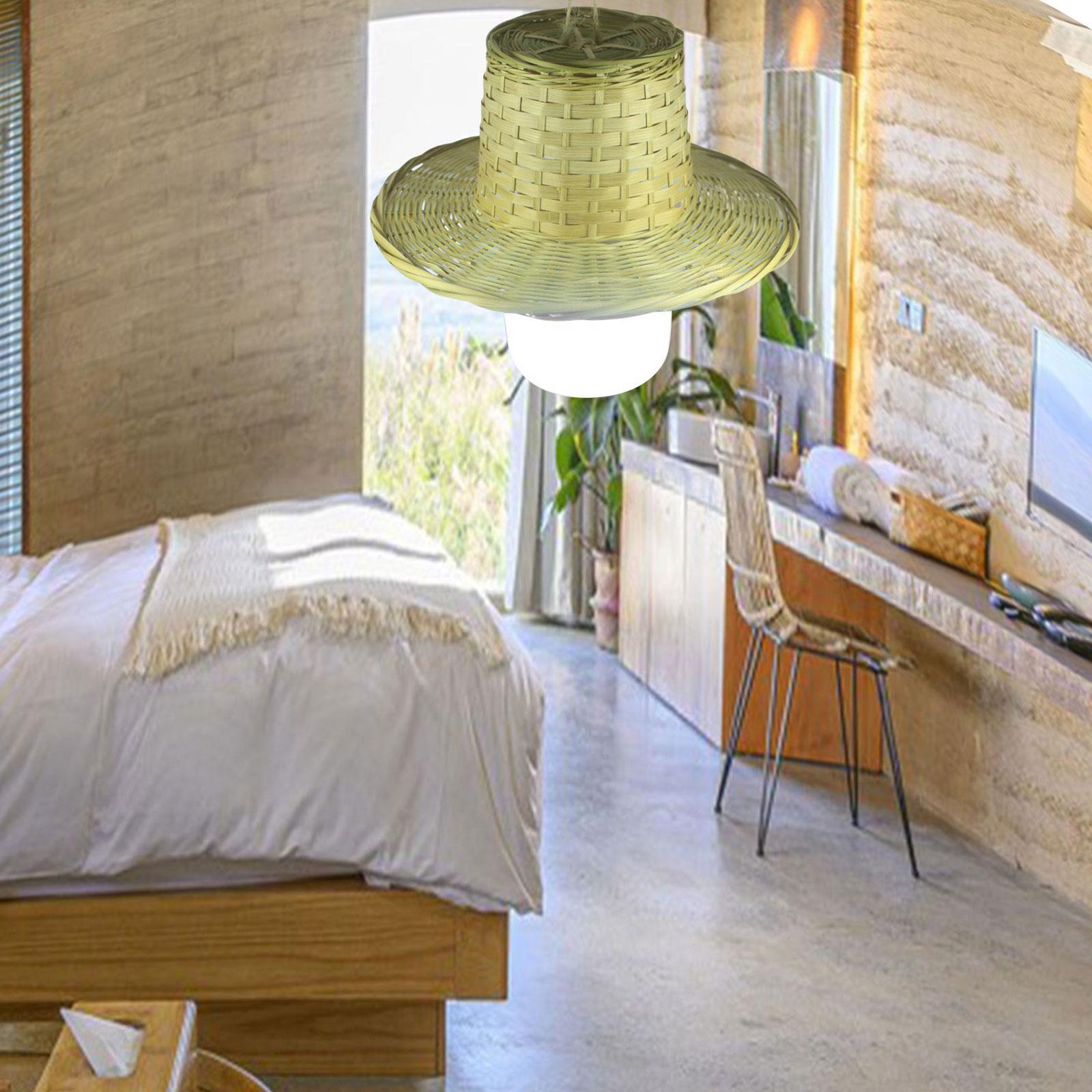 Pendant Lamp Shade Ceiling Pendant Fixture Handmade Weave Round Ceiling Light Cover ,Bamboo Woven Lampshade for Bedroom Restaurant ,Home