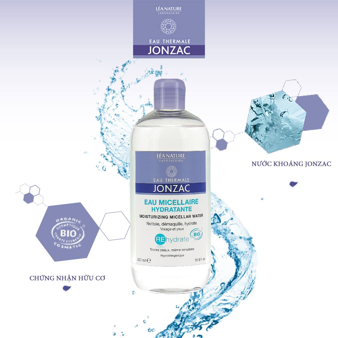 Nước Tẩy Trang Cấp Nước Eau Thermale Jonzac Rehydrate Moisturizing Micellar Water 500ml