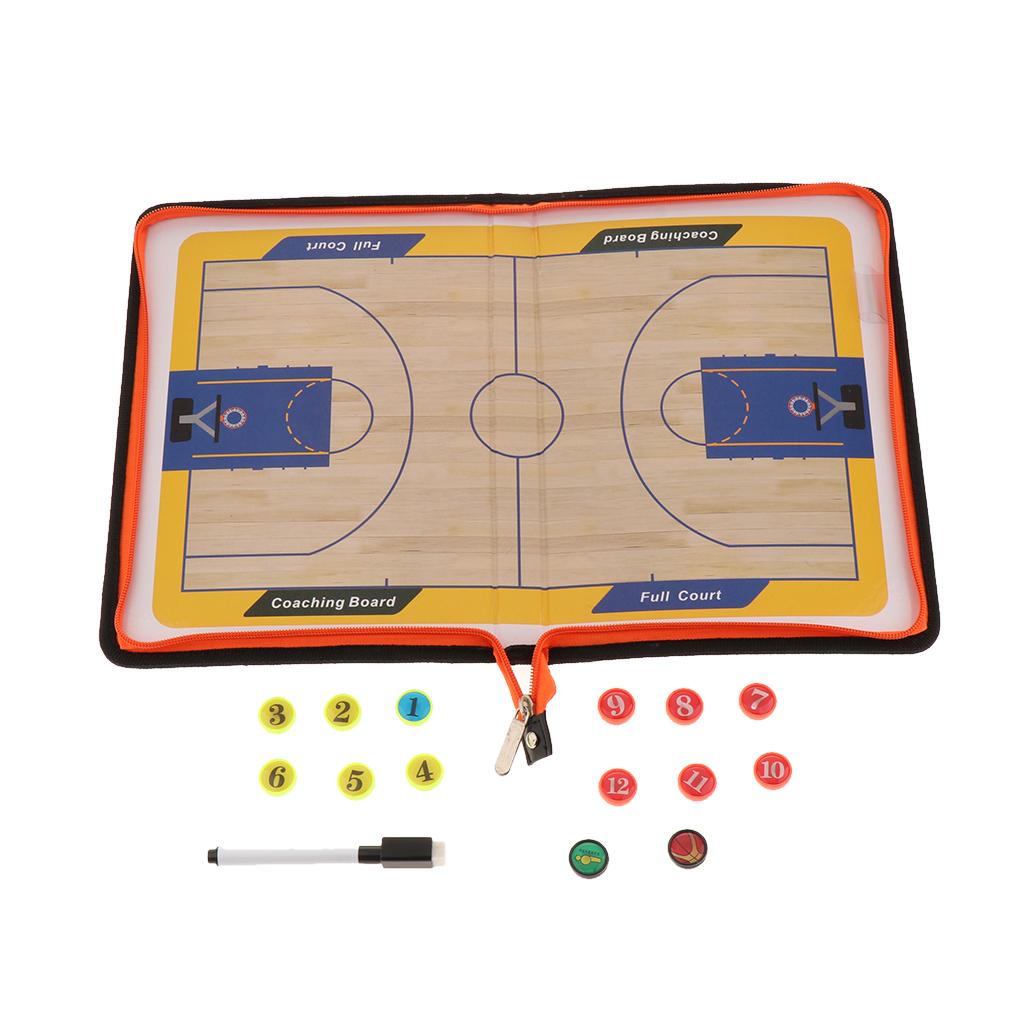 Basketball Football Coaching Board Magnetic Soccer Strategy Clipboards Foldable Strategy Teaching Aids Coaches Leather Equipment