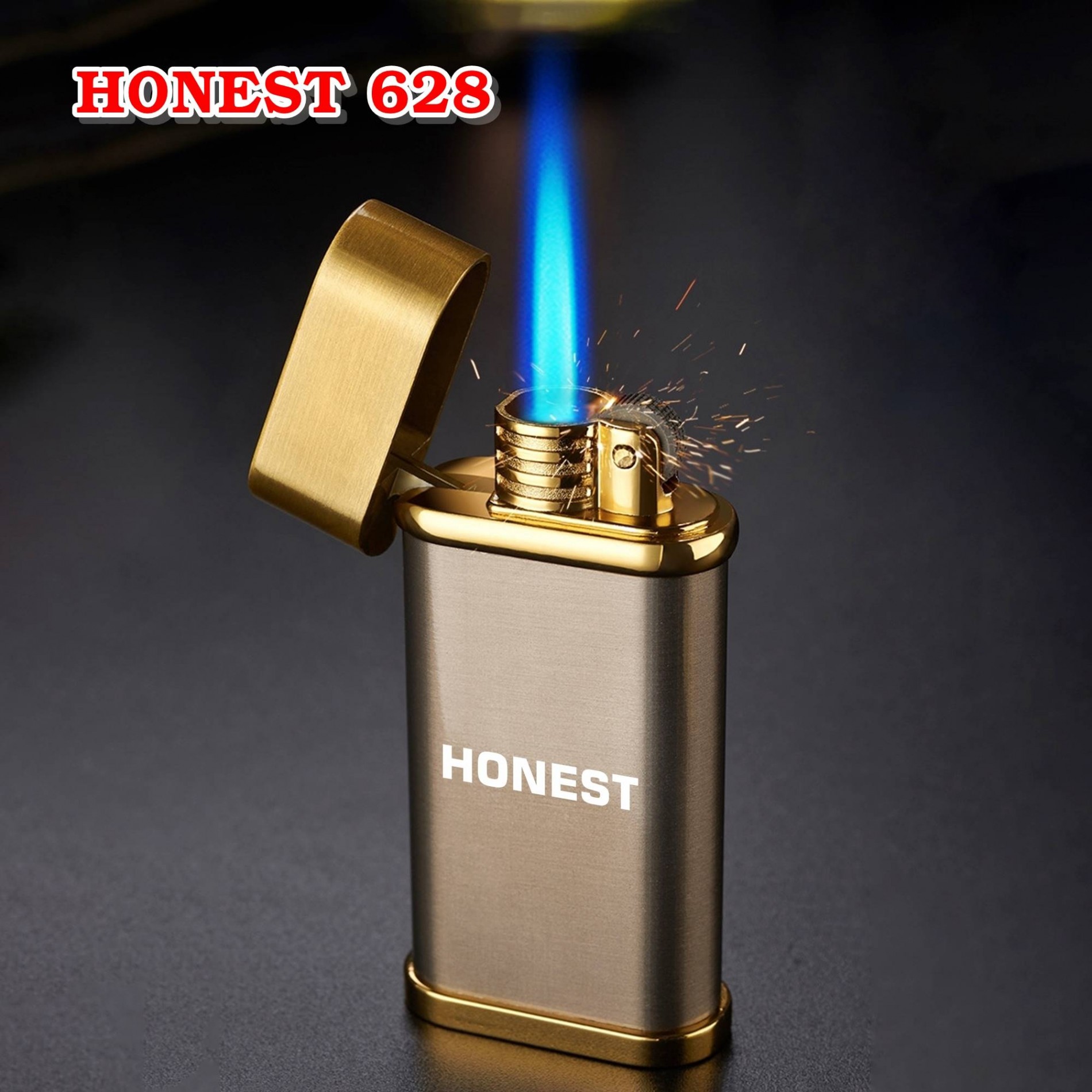 Hột quẹt bật lửa khè HONEST 628 gas đá rảnh tay nhiều màu - xài gas