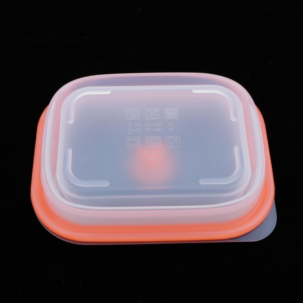 Collapsible Silicone Food Storage Containers, Folding Lunch Bento Box BPA Free for Camping, Hiking, Backpacking