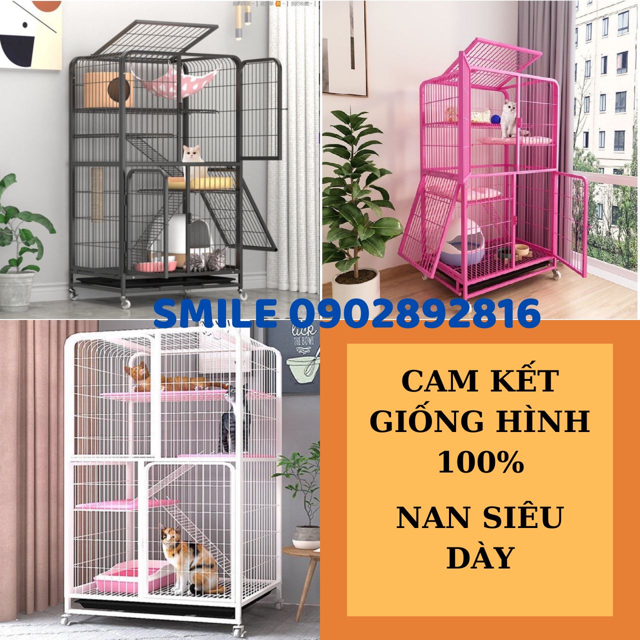 [MẪU MỚI NHẤT] Chuồng Mèo 3 Tầng Nan Ống Dày Cao Cấp Siêu Dày Size Đại 1m37 - Cam kết giống hình 100